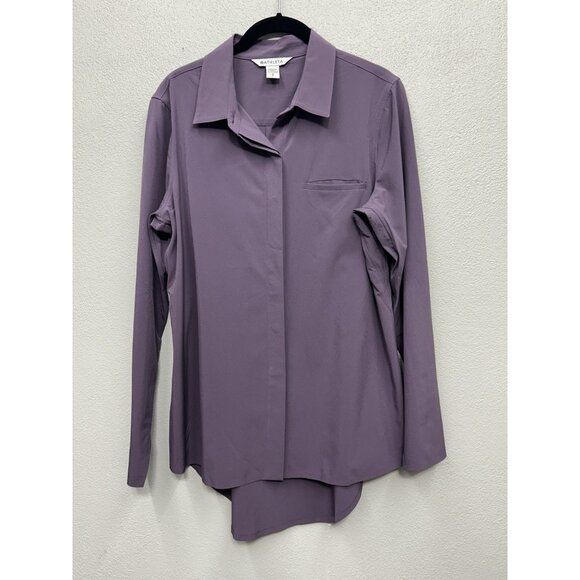 Athleta Urbanite 2.0 Top Small Purple Button Up Chest Pocket Long Sleeve *MINT - Picture 1 of 5